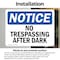 Signmission No Trespassing After Sunset OSHA Notice Sign, Vinyl Decal, 24in W x 18in L, 2PK OS-2PACK-NS-D-1824-L-14907 - alternate 4